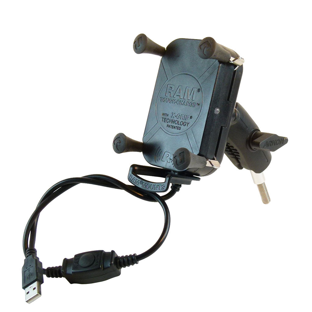 Extended Wireless Waterproof Tough Charging M8 Motorcycle Mount (sku 57100)