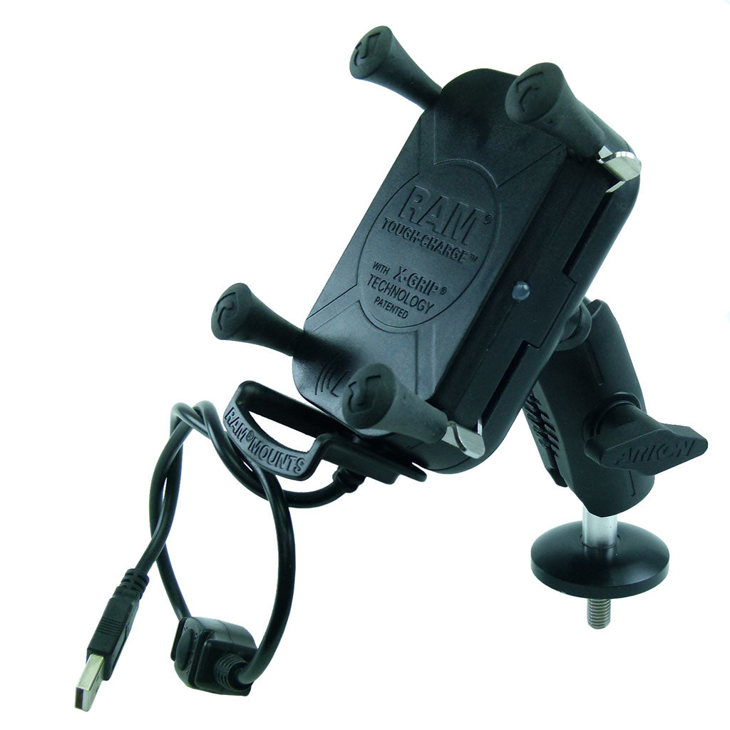 Extended Wireless Waterproof Tough Charging Motorcycle Headstock Screw Stem Mount fits BMW K1600GT - GTL (sku 57102)