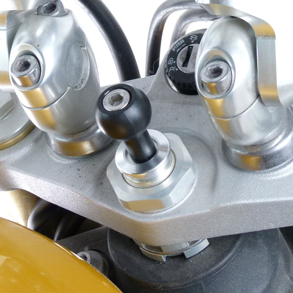 13.3-14.7mm Motorcycle Fork Stem Mount with Dedicated Holder for iPhone 12 Mini (sku 59120)