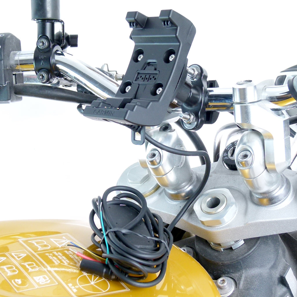 Motorcycle U-Bolt Handlebar Mount with Audio/Power Cable for Garmin Montana Series (sku 57335)