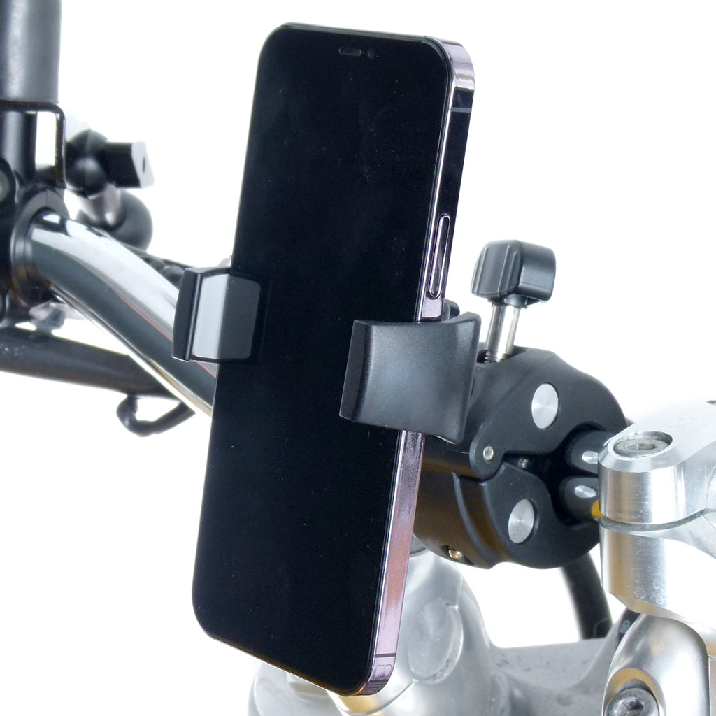 Motorcycle Small Clamp Handlebar Mount &amp; Strong Grip Holder for iPhone 11 Pro Max (sku 58059)