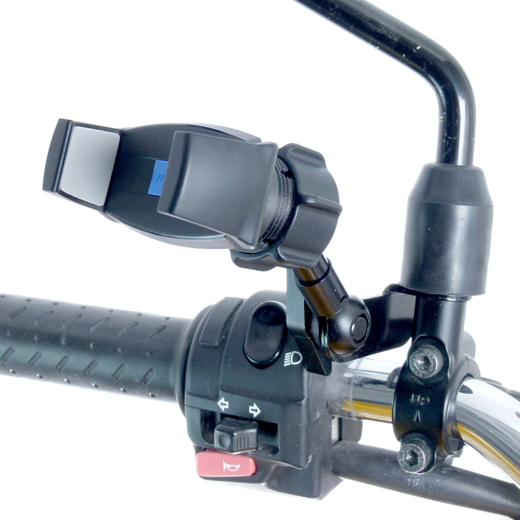 Motorcycle M8 - M10 Mirror Mount &amp; Strong Grip Holder for Samsung Mobile Phones (sku 58234)