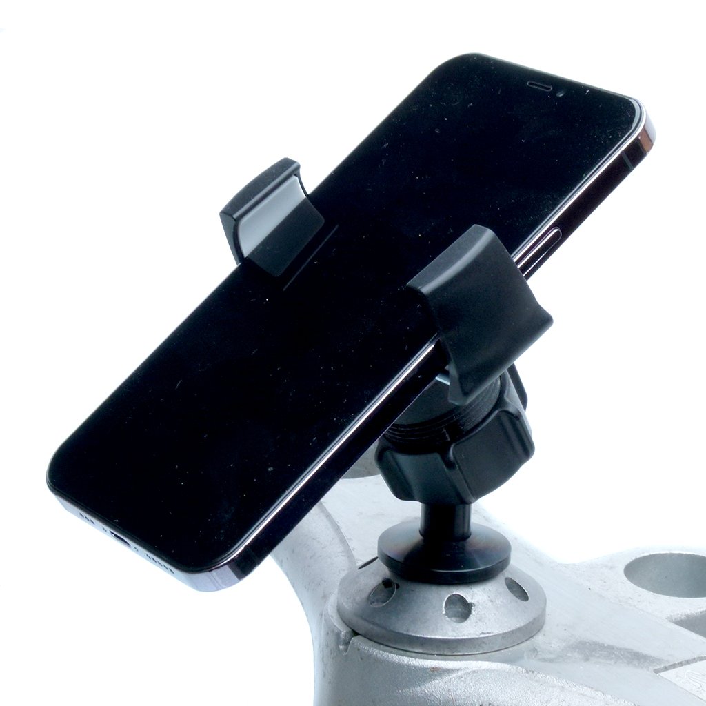 12mm Motorbike Hex Mount fits Honda Blackbird - Kawasaki Motorcycles &amp; Strong Grip Holder for iPhone 13 Pro Max (sku 58962)