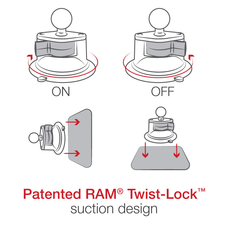RAM Multi-Pad Mount with RAM Twist-Lock Suction Cup Base RAM-B-166-MP1 (sku 59239)