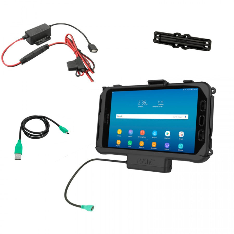 RAM EZ-Roll'r Powered Holder for Samsung Tab Active3 and Tab Active2 with Charger (sku 57224)