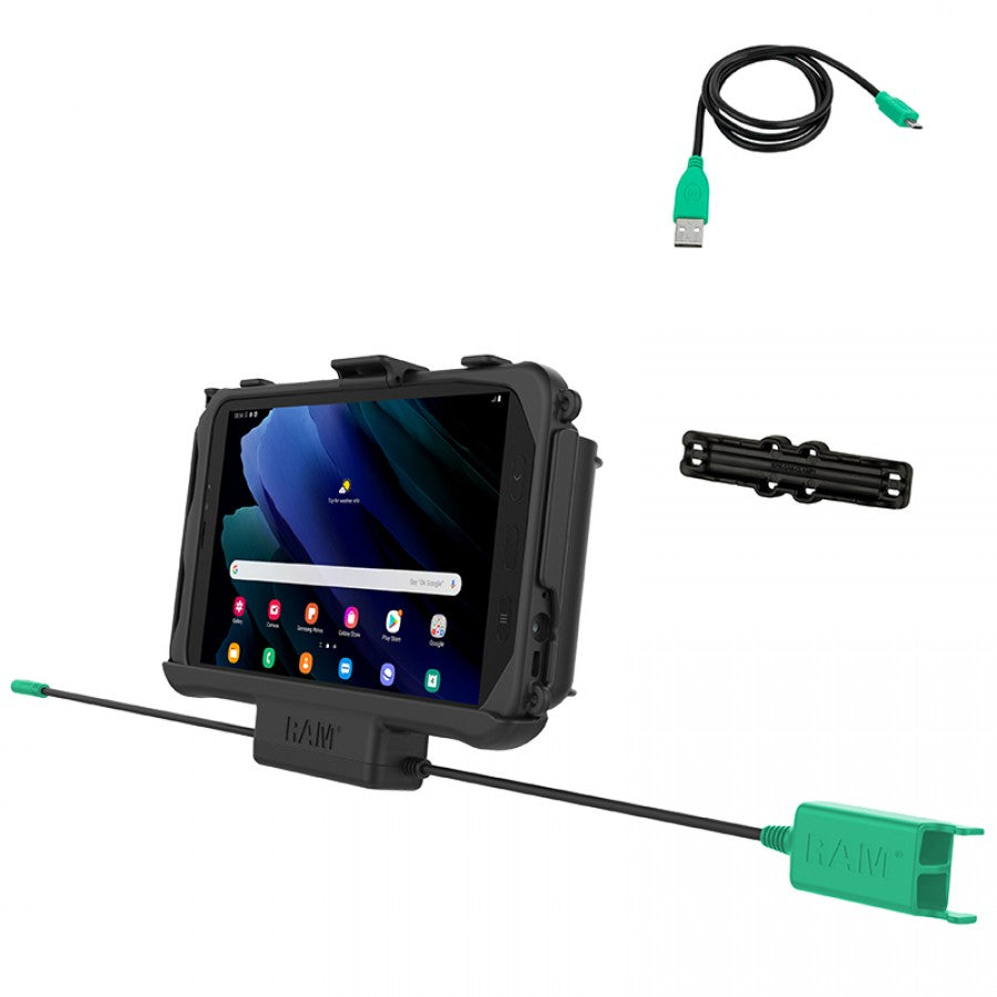 RAM EZ-Roll'r Power + Dual USB Data Cradle for Tab Active3 and Tab Active2 (sku 57226)