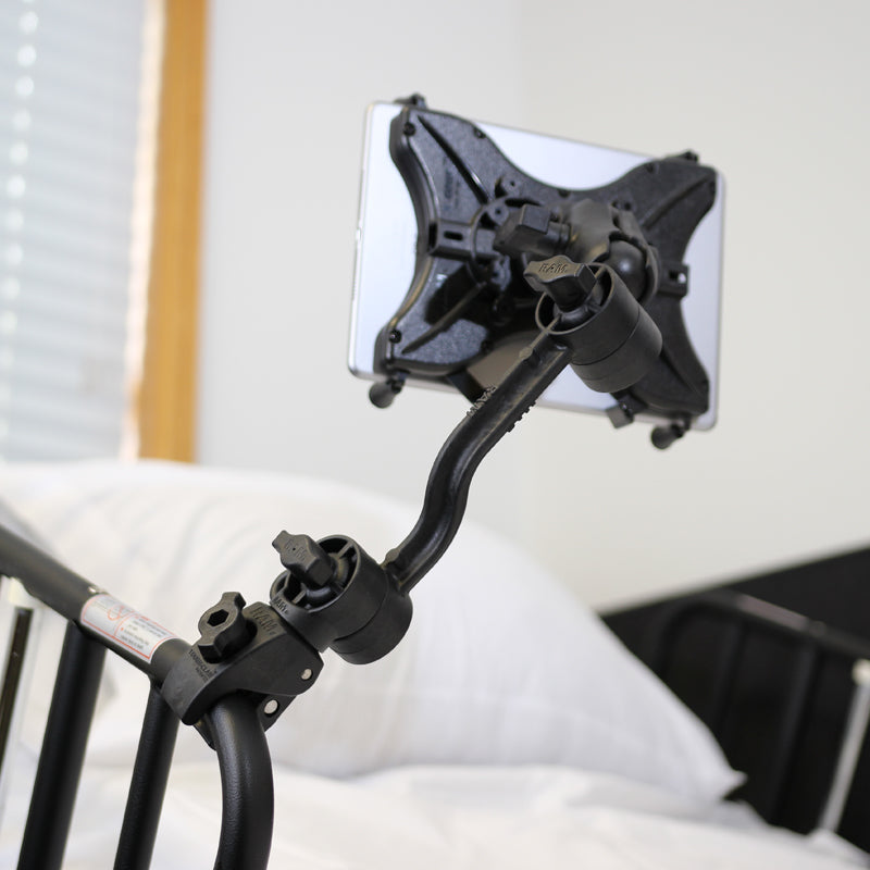 Heavy-Duty Clamp Wheelchair Mount with Spring Loaded Cradle for 9" to 10.5" Tablets (sku 57078)