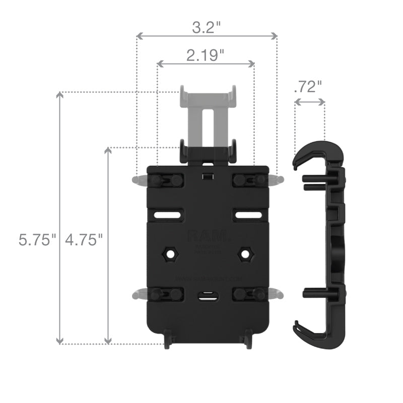 RAM Quick-Grip Phone Mount with RAM Tough-Strap Handlebar Base RAP-B-460-A-PD3 (sku 59245)