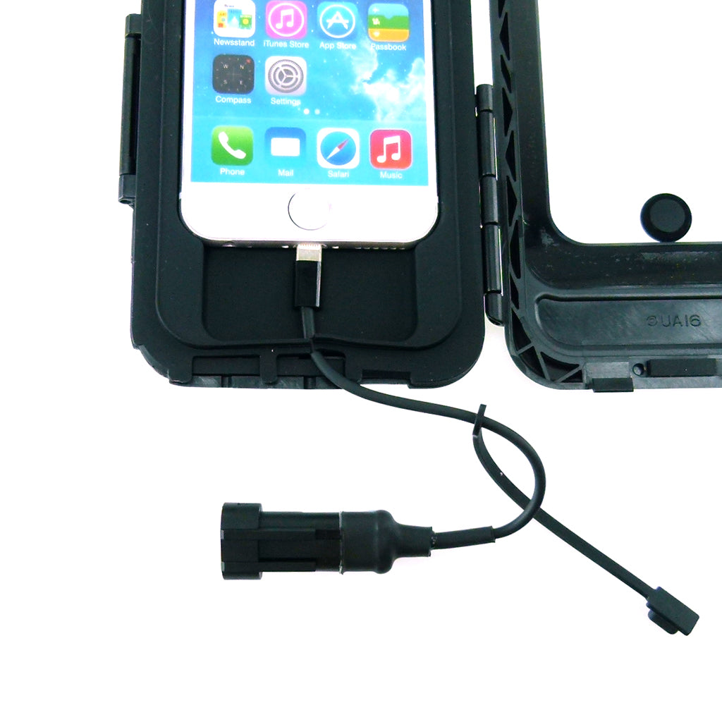 IPX5 Waterproof Tough Case for iPhone 6S &amp; Power Adapter fits 3 prong Bike Mounts - Chargers (sku 32198)