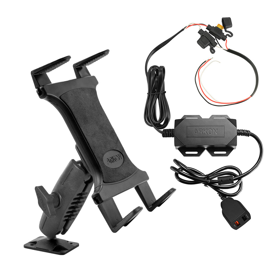 Permanent Fleet Tablet Mount &amp; 30W 2-Port Quick Charge 3.0 and USB-A Fixed Install Charger (sku 57105)