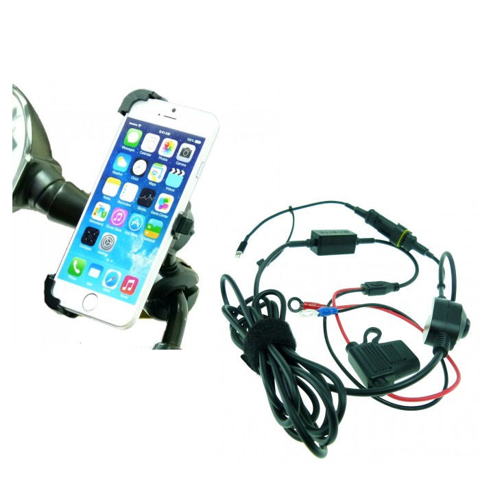 High Power Hardwire Dedicated Bike Scooter Moped Mirror Mount for iPhone 6S (sku 32262)