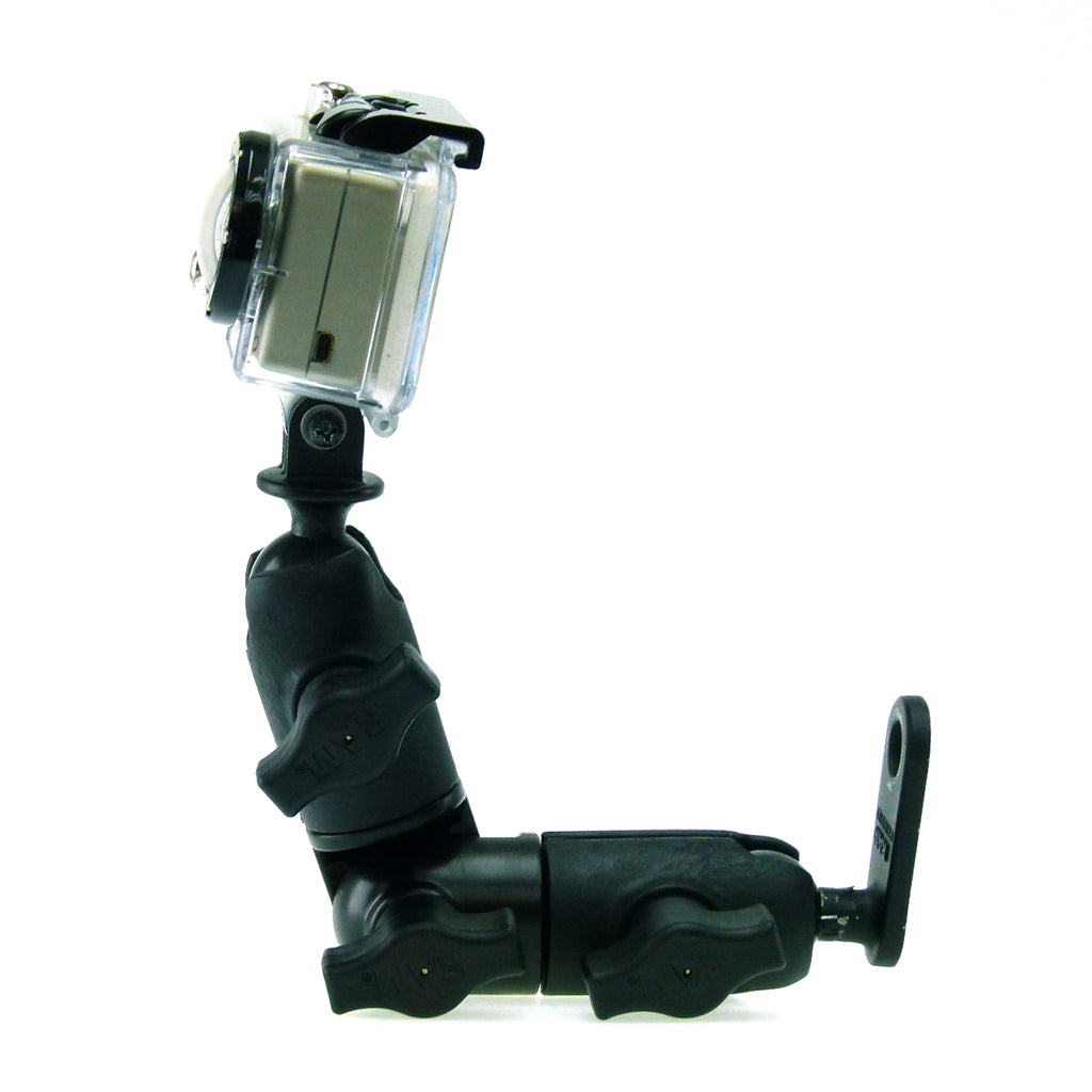 Mirror or Pinchbolt Mount with Double Socket Swivel Arm for GoPro Hero Camera. (sku 30619)