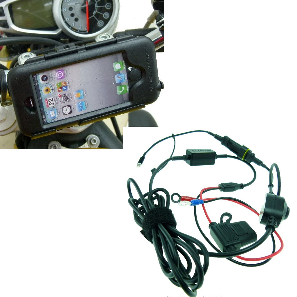 High Power Hardwire iPhone 5 Waterproof Motorcycle PRO Mount Kit (sku 21604)