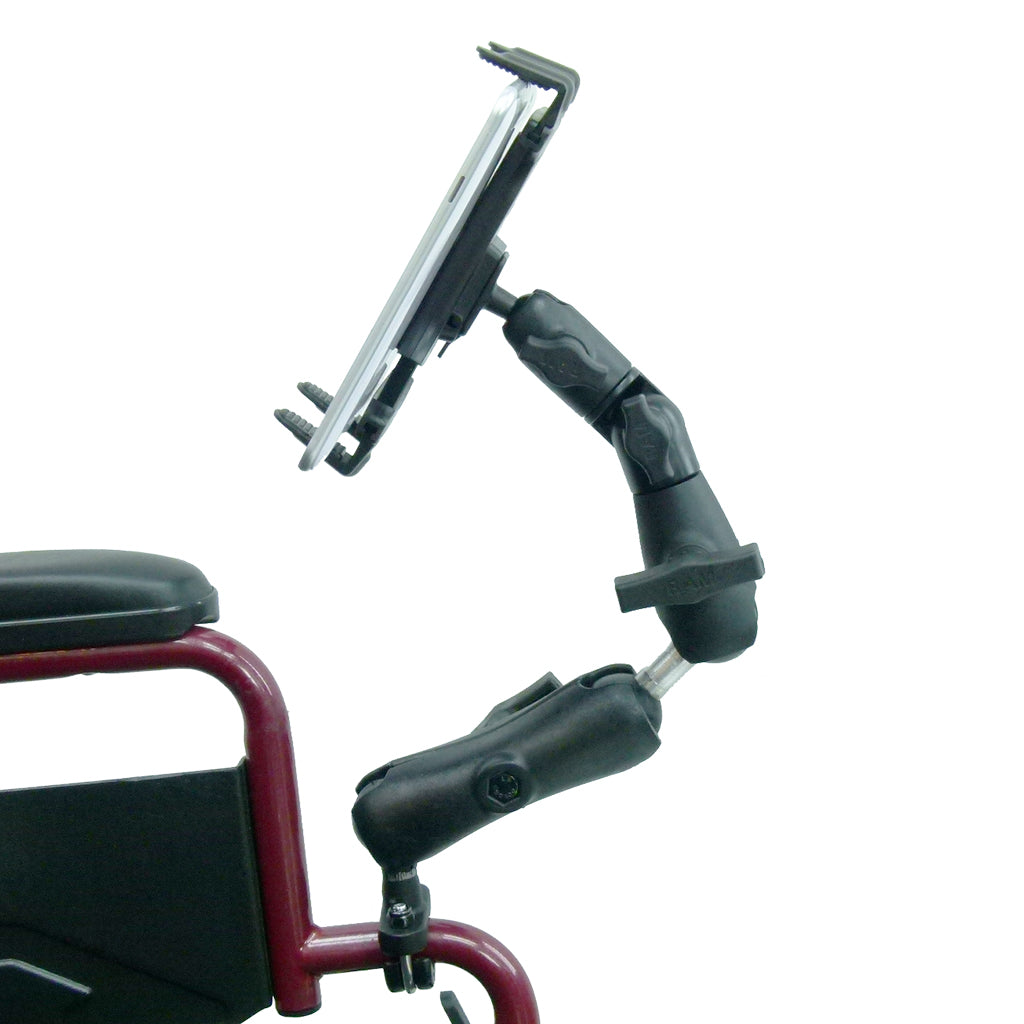 Wheelchair Rail - Tube Mount with Extension and Tablet Holder for Samsung Galaxy Tab 10.1 (sku 21165)