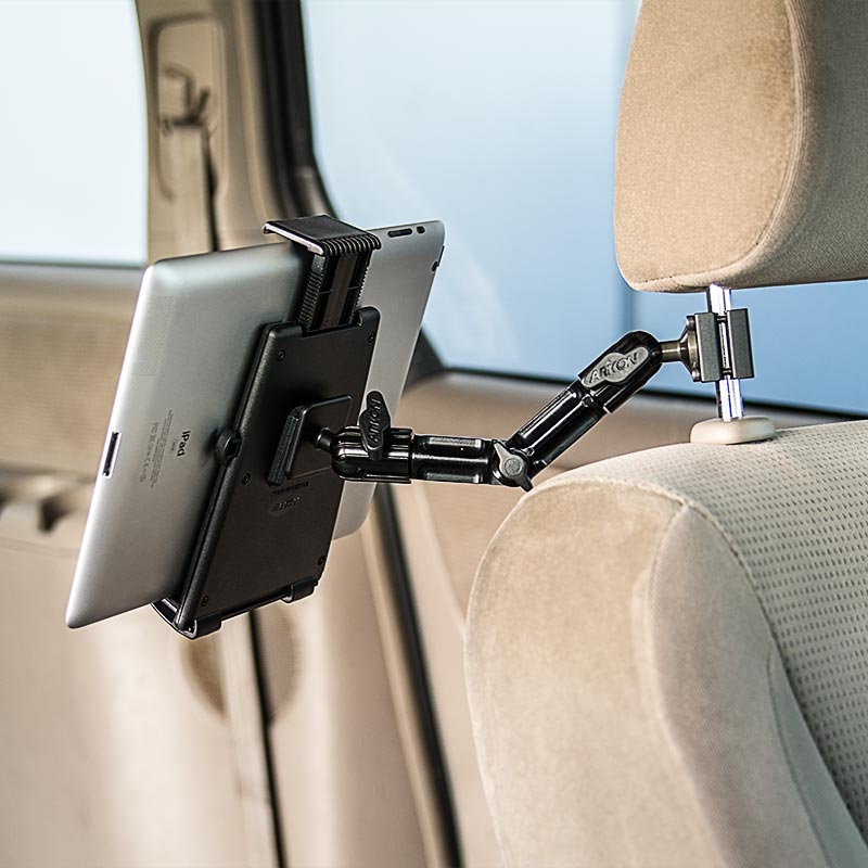 Arkon TABPBHM6 Heavy-Duty Tablet Headrest Push-Button Multi-Angle Mount with 8&quot; Arm for iPad Air, iPad (sku 37346)
