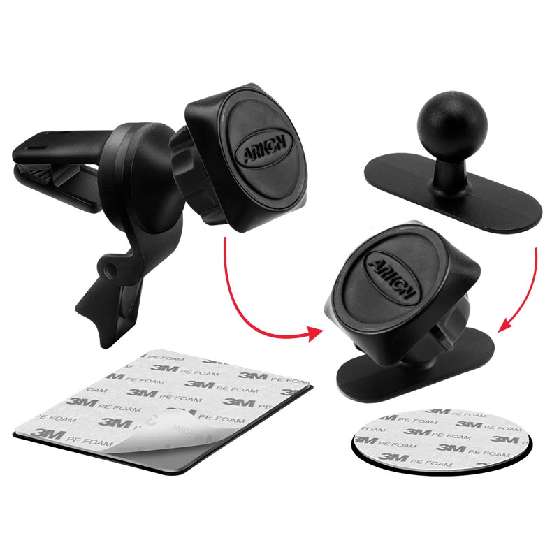 Arkon MAG1057 Magnetic Air Vent and Adhesive Car Mount Bundle for iPhone X, 8, 7, 6S Plus, 8, 7, 6S, Note 8 (sku 41180)