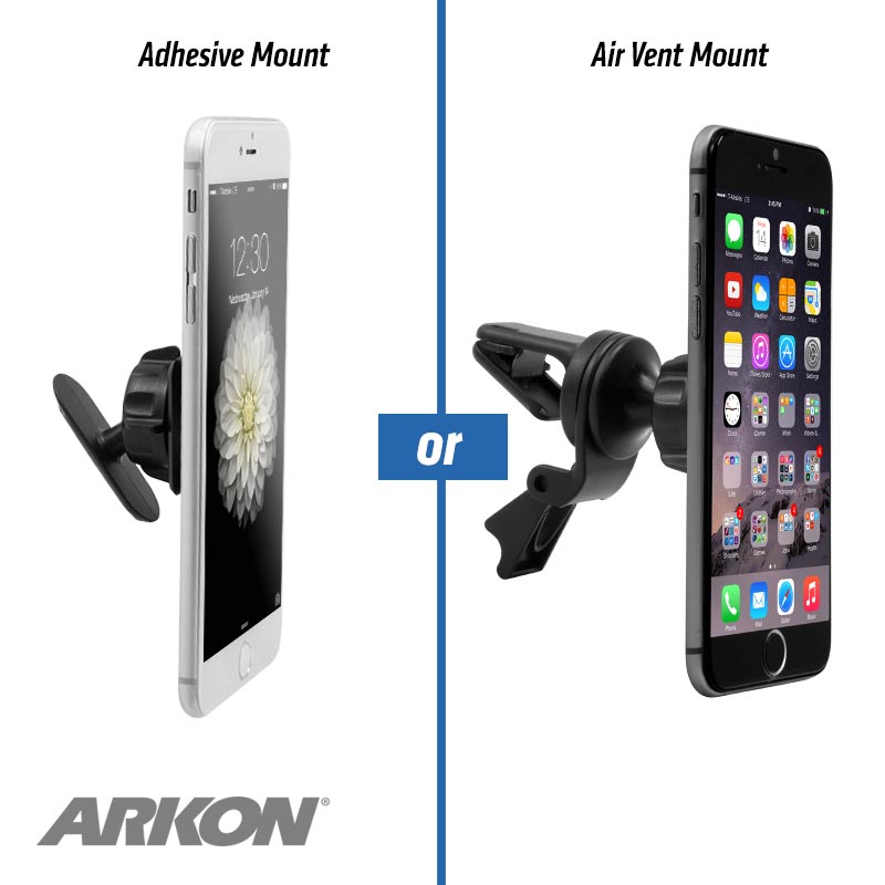 Arkon MAG1057 Magnetic Air Vent and Adhesive Car Mount Bundle for iPhone X, 8, 7, 6S Plus, 8, 7, 6S, Note 8 (sku 41180)