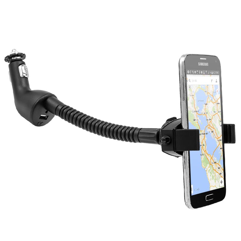 Arkon MG295 Mobile Grip 2 Lighter Socket iPhone Car Mount with USB Charger for iPhone X, 8, 7 Plus, 8, 7, 6S (sku 41174)