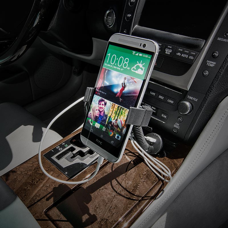 Arkon MG295 Mobile Grip 2 Lighter Socket iPhone Car Mount with USB Charger for iPhone X, 8, 7 Plus, 8, 7, 6S (sku 41174)