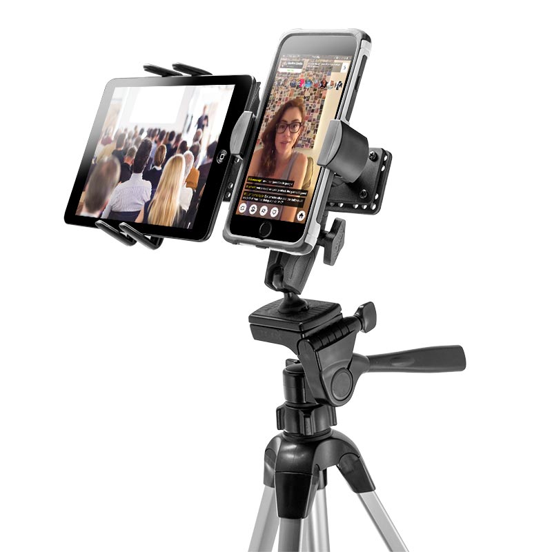 Arkon TWBRVSM6 TW Broadcaster Combo - Midsize Tablet and Phone Tripod Mount Holder for Live Streaming (37217)