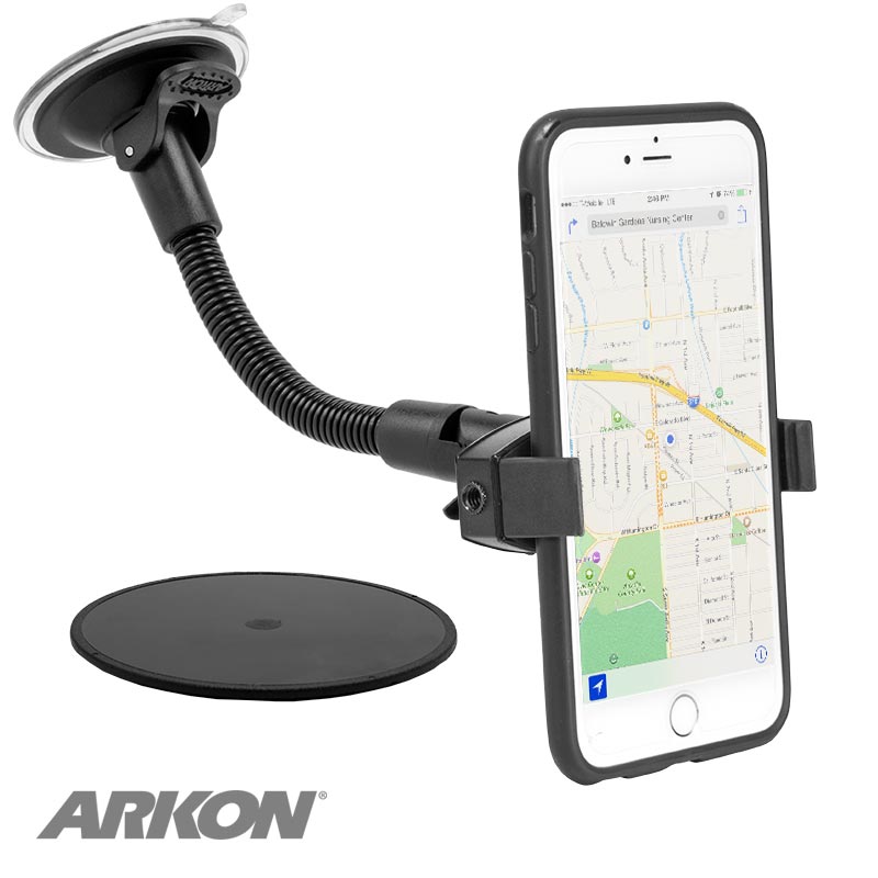 Arkon MG220 Mobile Grip 2 Windshield Suction Car Mount with 8.5" Arm for iPhone X, 8, 7, 6S Plus, iPhone 8, 7 (sku 41094)