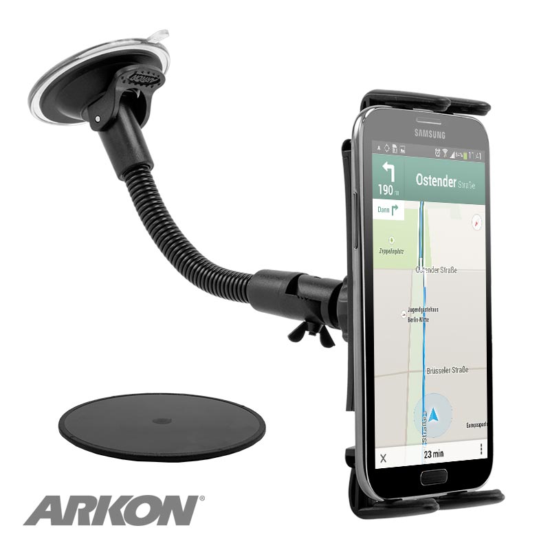 Arkon SM620 Slim-Grip Ultra Windshield Phone Car Mount with 8.5 Inch Arm for iPhone 8 Plus, Galaxy Tablets (sku 41137)