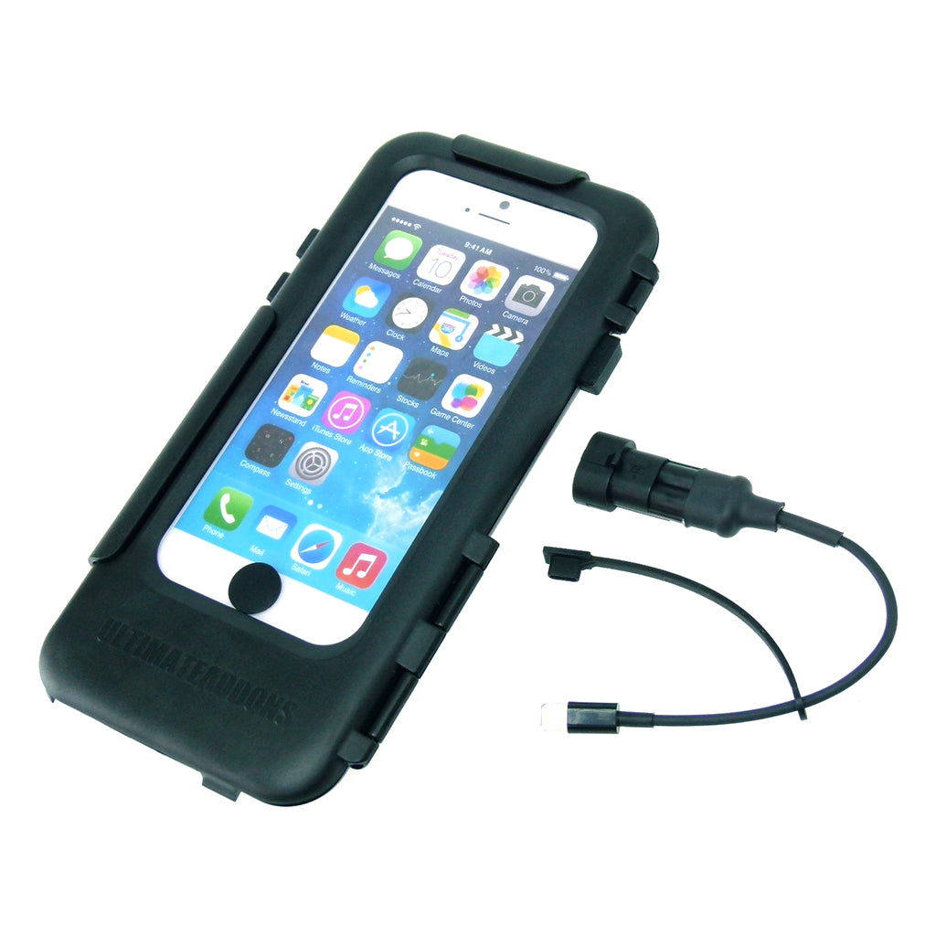 IPX5 Waterproof Tough Case for iPhone 6S &amp; Power Adapter fits 3 prong Bike Mounts - Chargers (sku 32198)