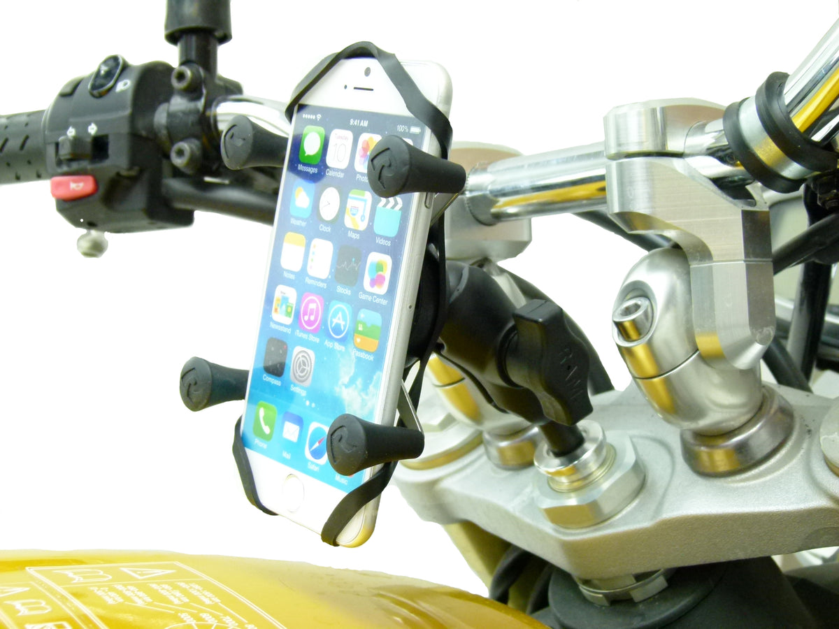 17.5-20.5mm Motorcycle Fork Stem Yoke Mount with Holder for iPhone 6 (sku 35918)