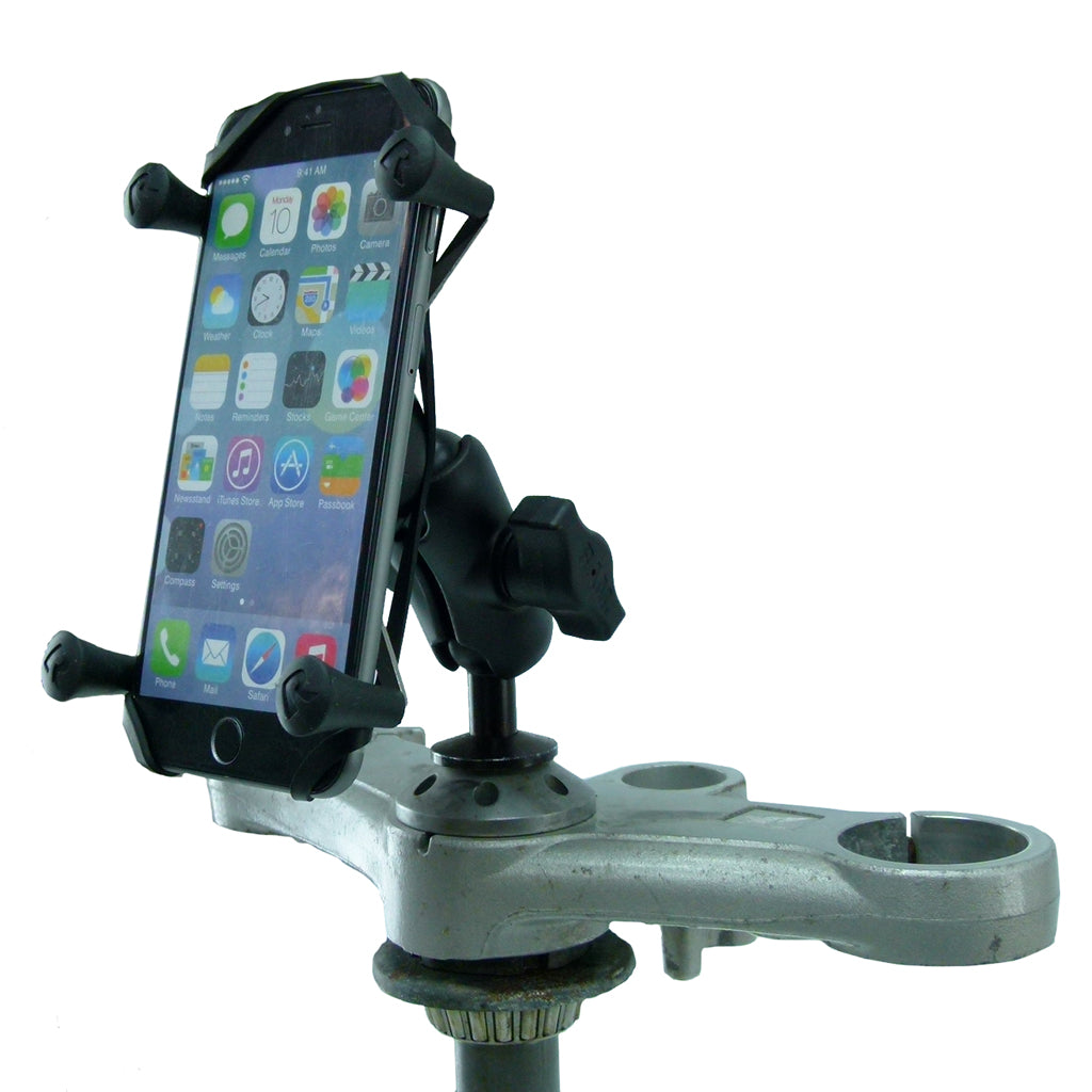 12mm Motorcycle Stem Mount &amp; Phone Holder for iPhone X fits Honda Blackbird &amp; Kawasaki (sku 44482)