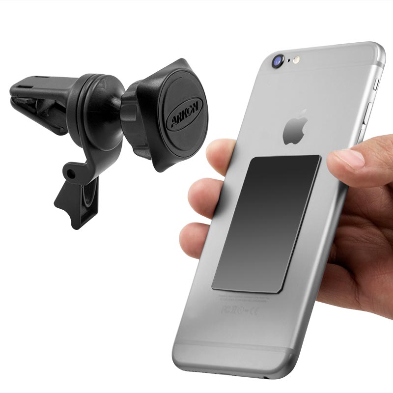 Arkon MAG1057 Magnetic Air Vent and Adhesive Car Mount Bundle for iPhone X, 8, 7, 6S Plus, 8, 7, 6S, Note 8 (sku 41180)