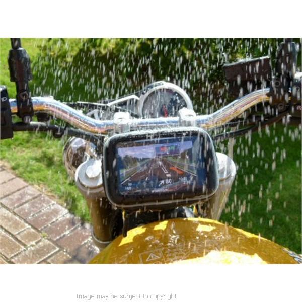 Sports Bike Motorcycle Mount for Fork Stem Yoke 13.3mm-14.7mm with Waterproof GPS Case fits TomTom GO SatNav Systems (SKU 14491) - BuyBits Ltd UK