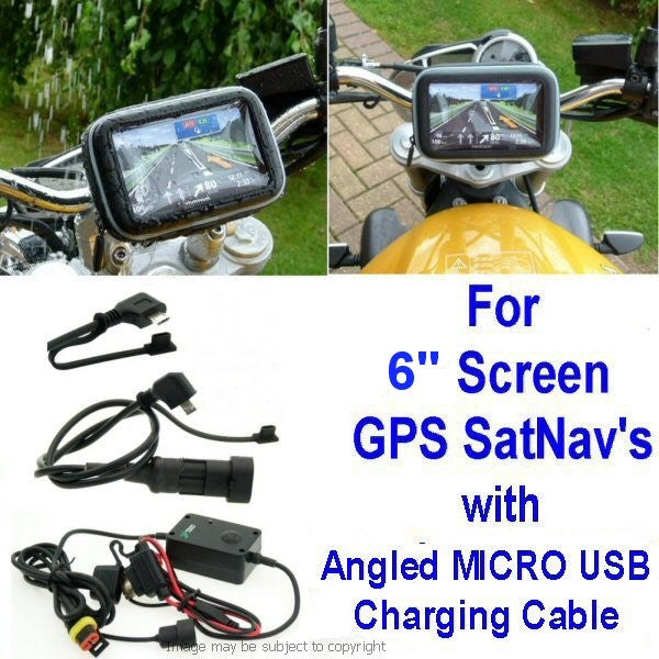 6inch SatNav GPS Powered Motorcycle Mount - Angled Micro USB (SKU 14147)