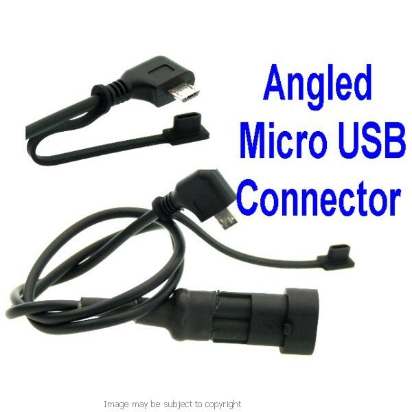 Angled Micro USB Direct to Battery Hard Wire Motorcycle Charging Cable (sku 12907)
