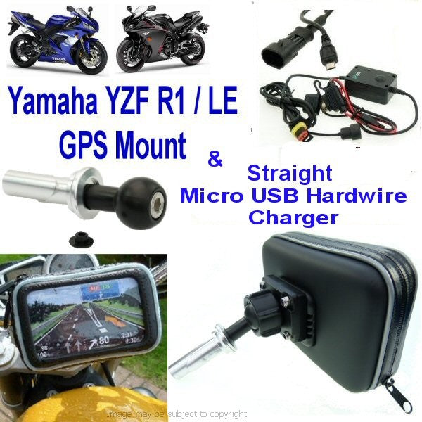 Yamaha YZF R1 - LE 5inch GPS SatNav Straight MICRO USB Powered Powered Mount (sku 14218)