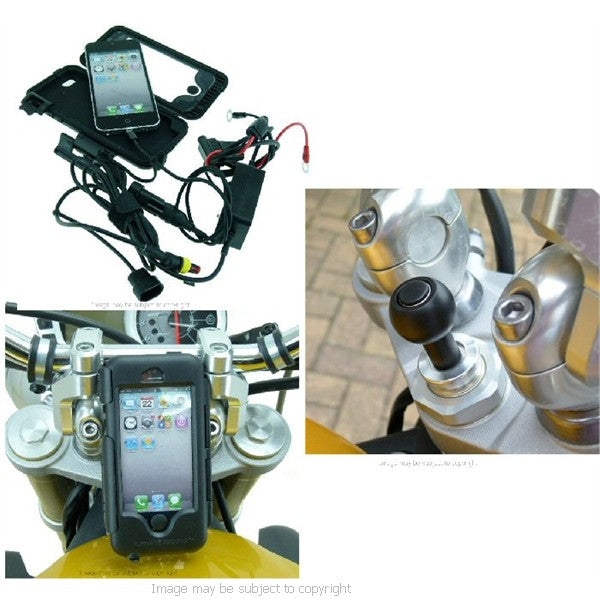 Powered  Motorcycle 15mm-17mm Fork Stem Yoke Mount for iPhone 5 with Hardwire (sku 16242)