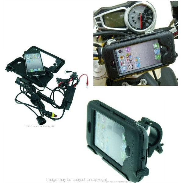 Hardwire Powered Waterproof Easy Fit Motorcycle Bike Mount for iPhone 5C (sku 19283)
