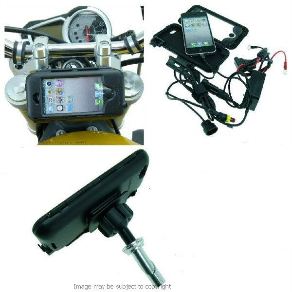 Powered 17.5mm-20.5mm iPhone 5C Sports Motorcycle Fork Stem Tough Case Yoke Mount (sku 19277)