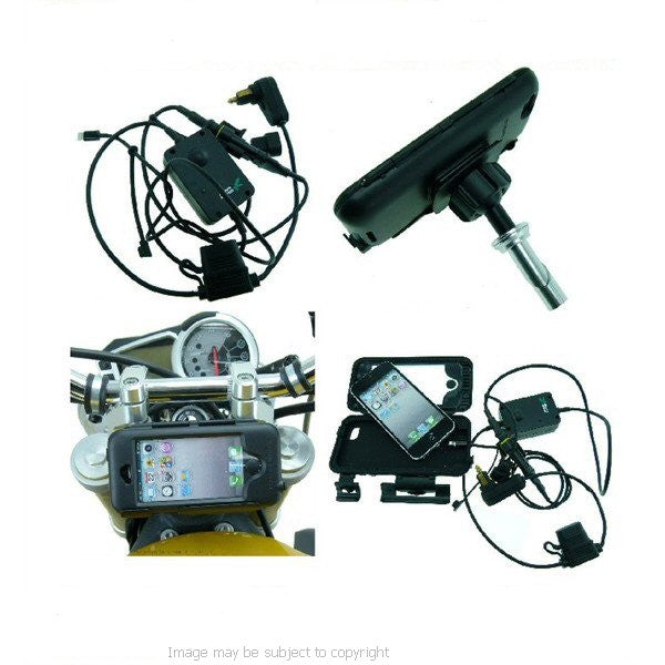 Waterproof DIN Powered 20.5-24.5mm Motorcycle Fork Stem Yoke Mount for iPhone 5C (sku 19270)