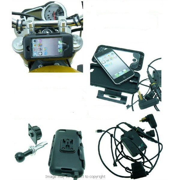 Waterproof DIN Powered 15-17mm Motorcycle Fork Stem Yoke Mount for iPhone 5C (sku 19268)