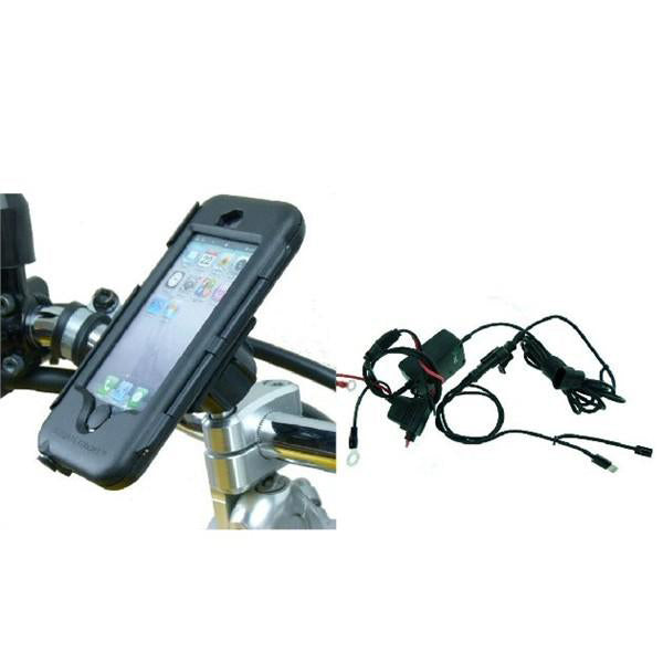 Waterproof Hardwire Powered M8 Top Clamp Motorcycle Phone Mount for iPhone 5C (sku 19266)