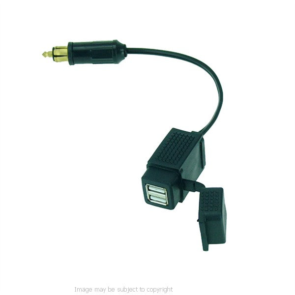 6inch BuyBits Weatherproof Dual USB Charging Socket with Hella - DIN - BMW Plug (sku 18666)