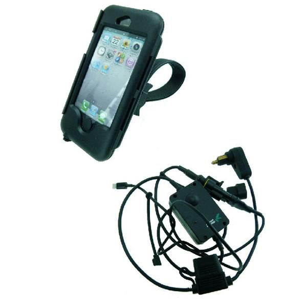 Hella - DIN Powered Locking Strap Tough Case Motorcycle Mount For iPhone SE 1st edition (sku 34806)