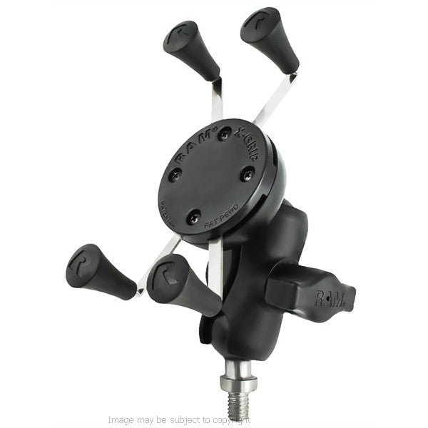 RAM X-Grip iPhone 5s Holder with Short Double Socket Arm and M10 Threaded 1inch Diameter Ball Mount (sku 18297)