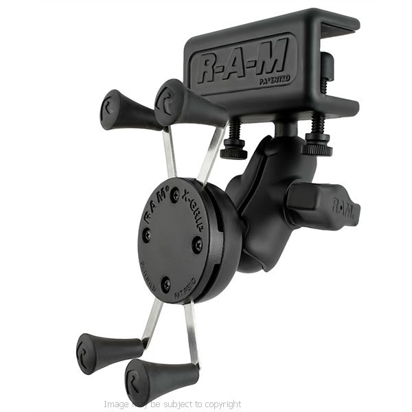 RAM X-Grip iPhone 5 Holder with Short Double Socket Arm and Glare Shield Clamp Mount (sku 18467)