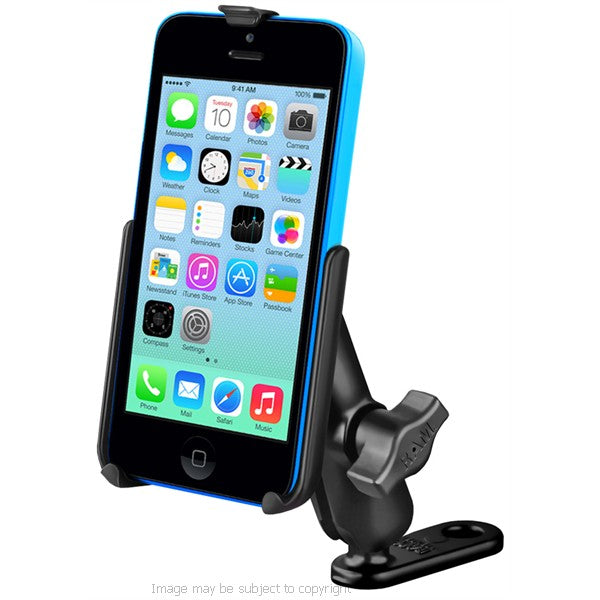 RAM iPhone 5 Custom Cradle with Diamond Base 1inch Ball, Double Socket Arm and Mirror- Pinchbolt Mount (sku 18471)