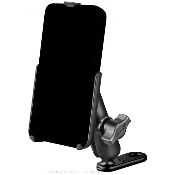 RAM iPhone 6 PLUS Custom Cradle with Diamond Base 1inch Ball, Double Socket Arm and Mirror- Pinchbolt Mount (sku 42733)