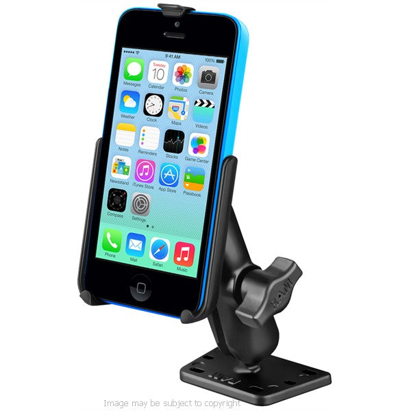 RAM iPhone 5 Custom Cradle with Diamond Base 1inch Ball, Double Socket Arm and Reservoir Cover Mount (sku 18474)