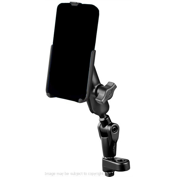 RAM iPhone 7 PLUS Custom Cradle with Diamond Base 1inch Ball, Double Socket Arm and RAM Twist and Tilt Mirror Base (sku 42738)