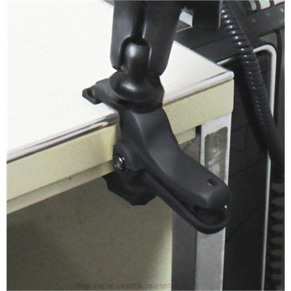 RAM Medium Tough-Clamp with Double Socket Arm &amp; 1inch Ball with 1-4inch-20 thread stud Mount for Cameras (sku 18486)