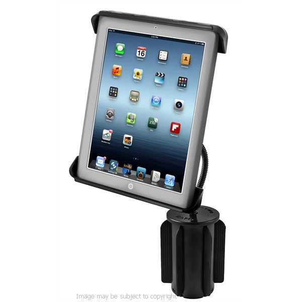 RAM Tab-Tite Cradle with Flex Arm Cup Holder Mount for iPad 4, 3, 2, &amp; 1. (sku 18536)